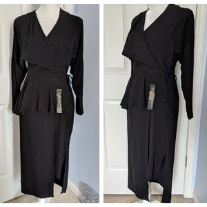 Topshop Wrap Dress Size 4 Black Polka dot NWT